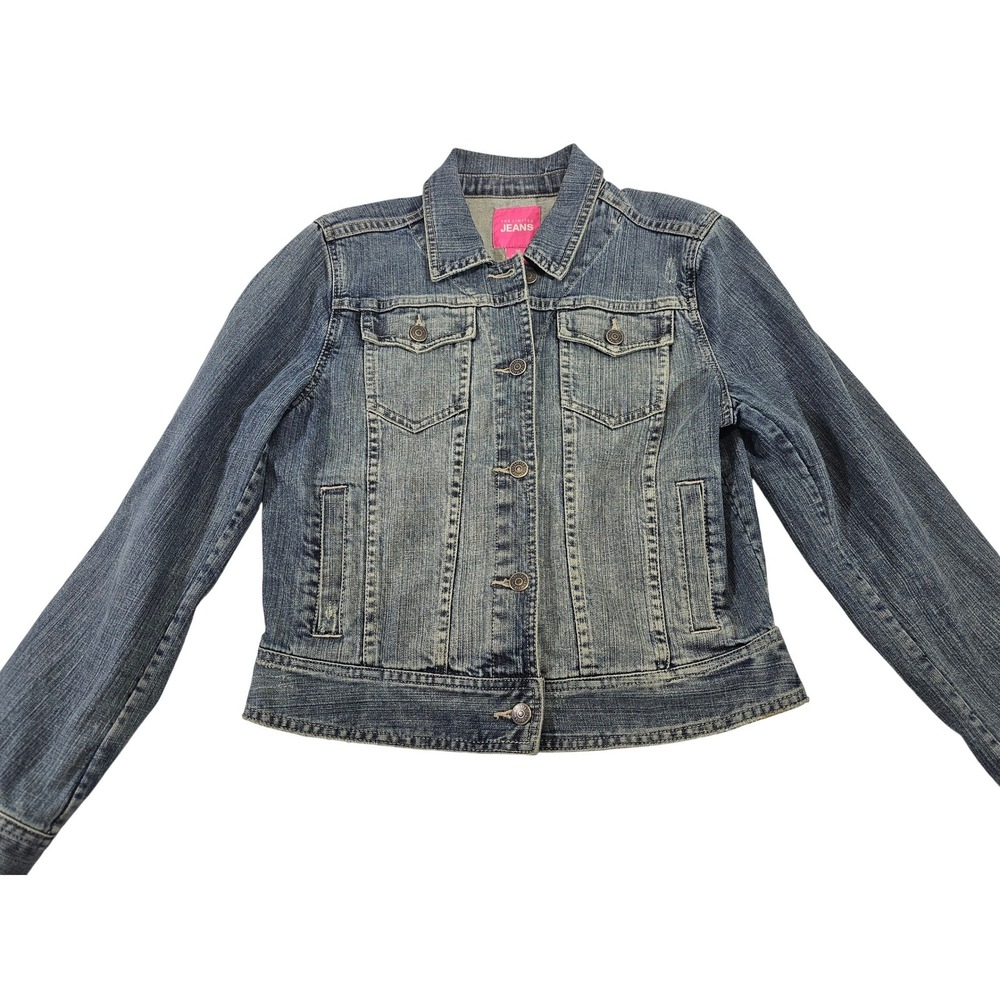 The Limited‎ Jeans Denim Jacket Womens M Blue Solid Cotton Blend Button Trucker